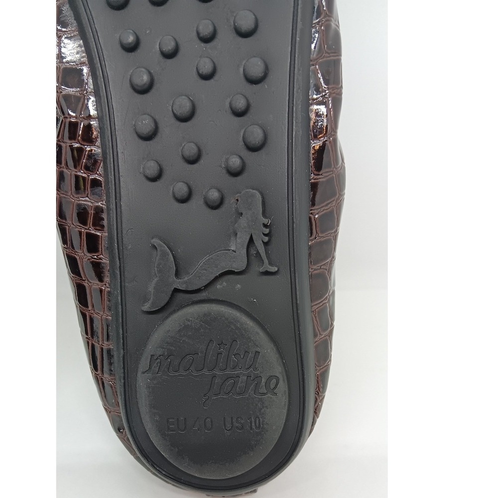 Malibu Jane Brown Crocodile Embossed Faux Leather Ballerina Flats US 10 EU 40 - Picture 6 of 8